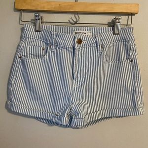 Blue and white strip high waisted Jean short